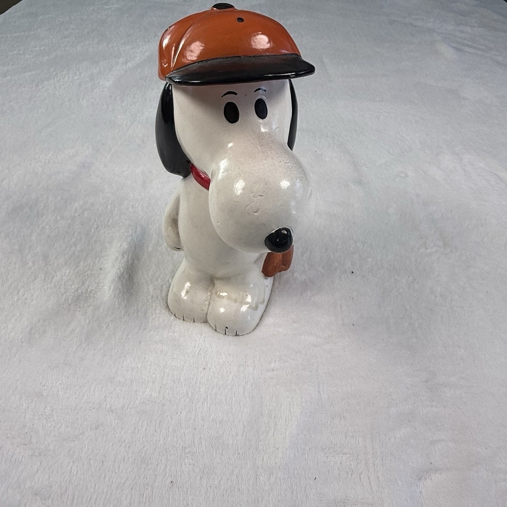 Rare 1977 Snoopy Baseball Ceramic Bank Peanuts UFS Japan Vintage HTF